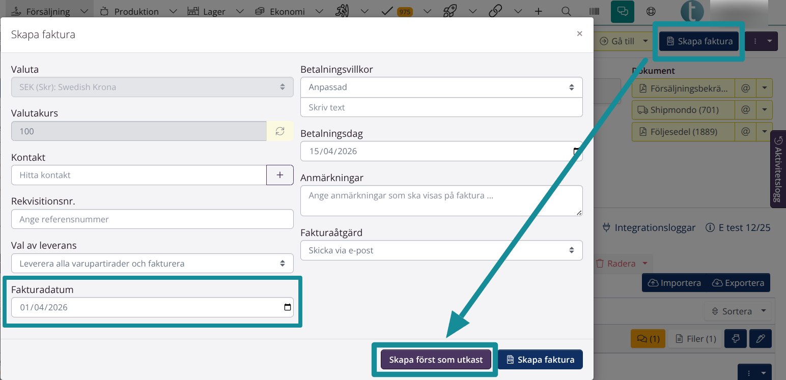 Skapa först som utkast