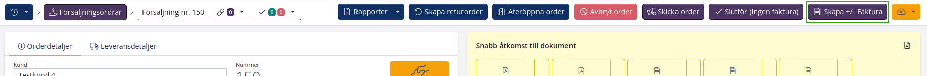 Skapa en kreditnota