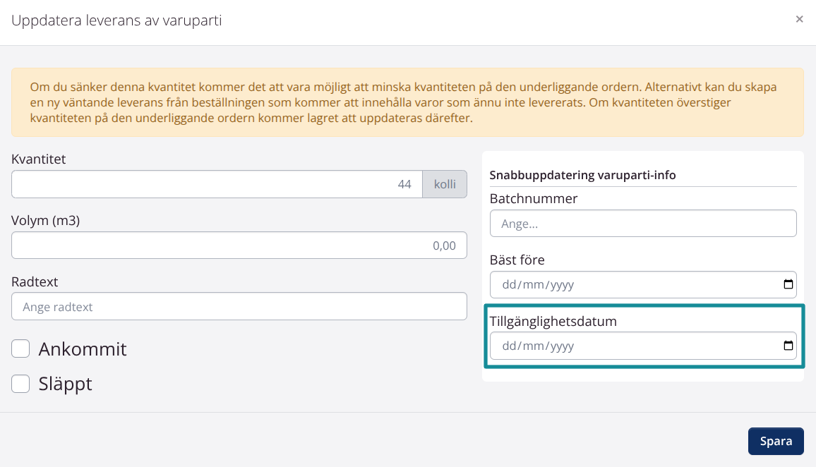 Tillgänglighetsdatum