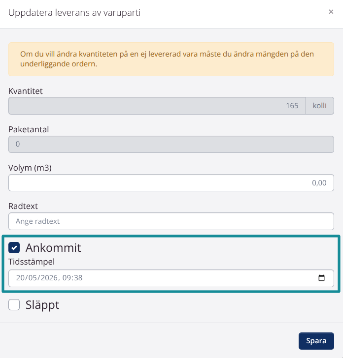 Leverans: Tidsstämpel