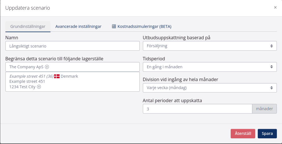 Exempel på långsiktigt scenario i prognoser