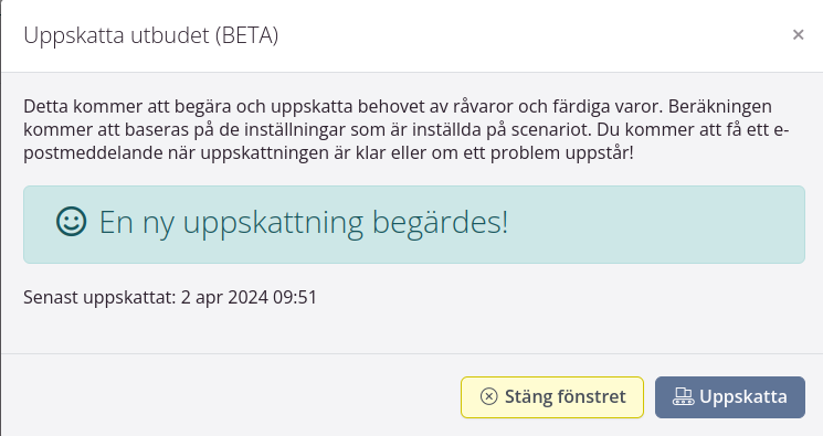 En ny uppskattning begärdes