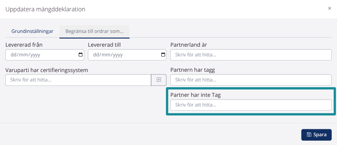 Mängddeklarationer: Partner har inte Tag