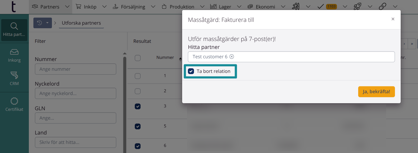 Massåtgärd: Ta bort relation