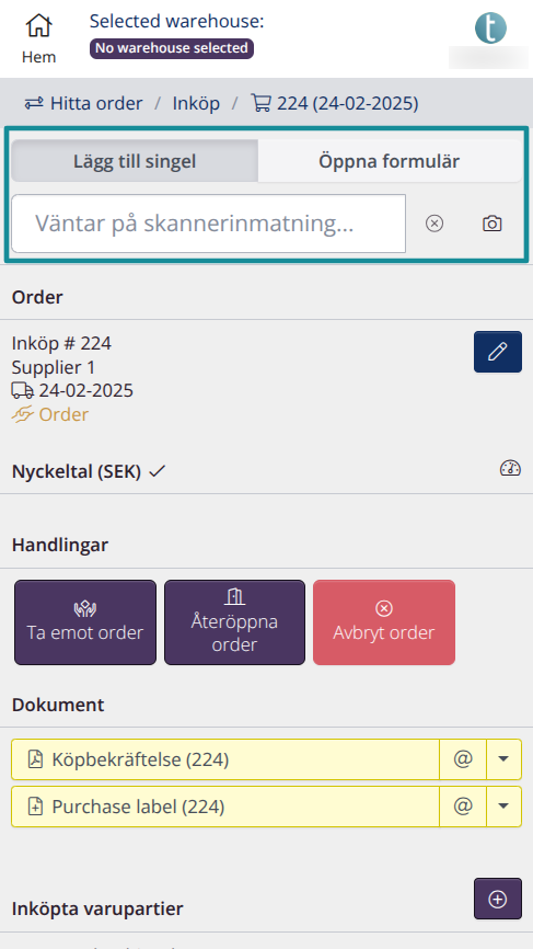 Ordrar: Scanning