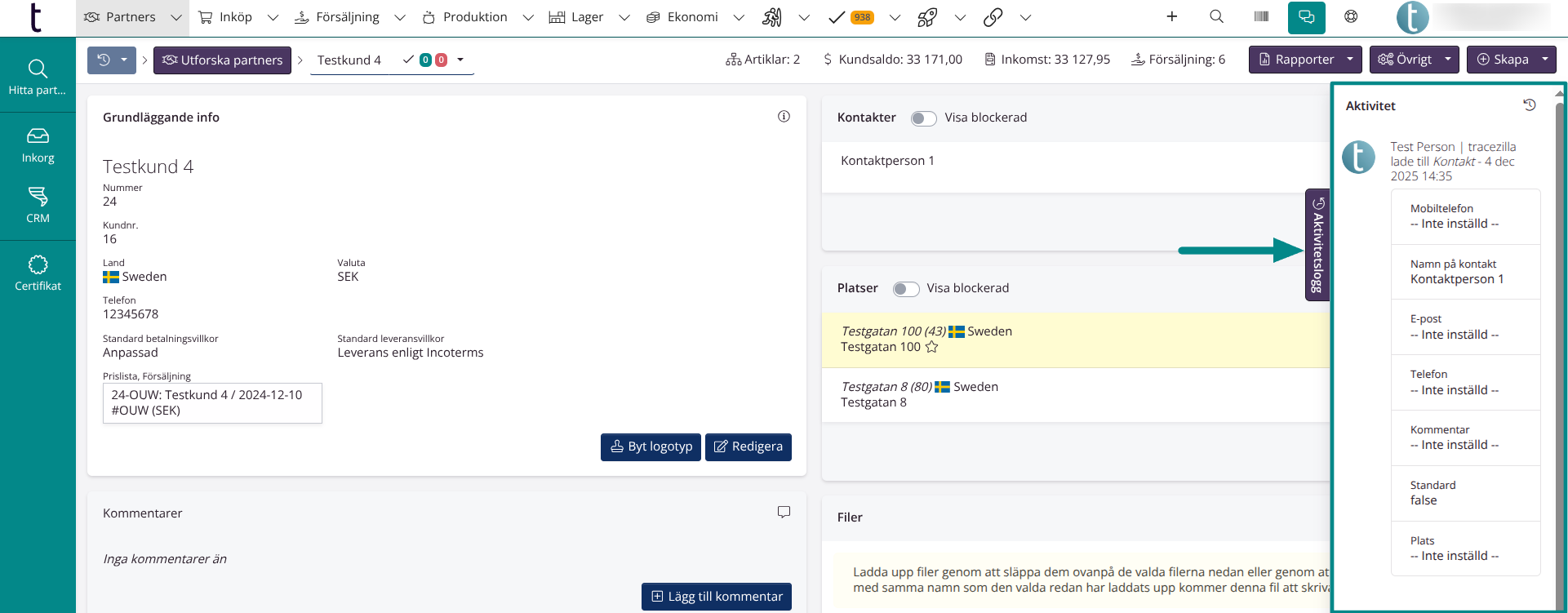 Modellbaserad aktivitetslogg