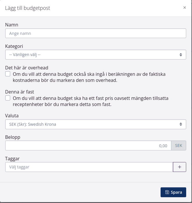 Lägg till budgetpost