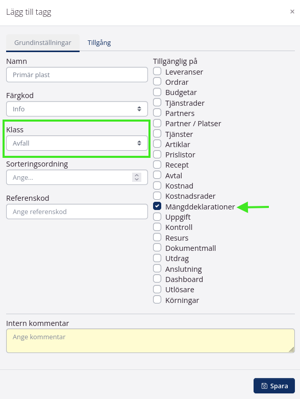 Taggar för mängdangivelser