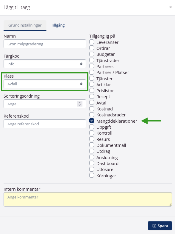 Taggar för mängdangivelser