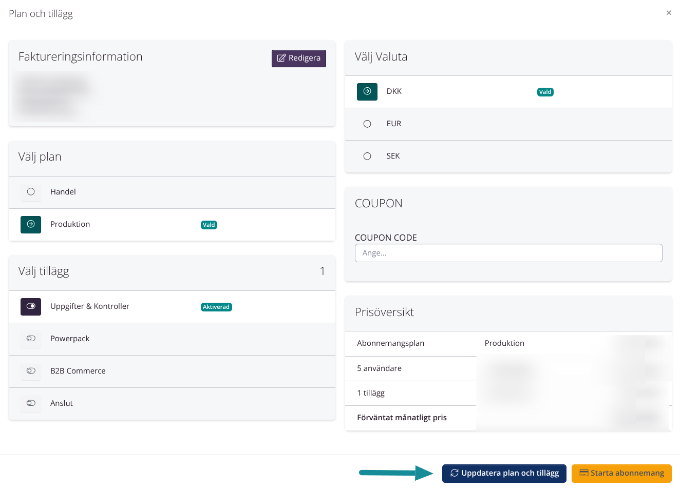 Uppdatera abonnemang