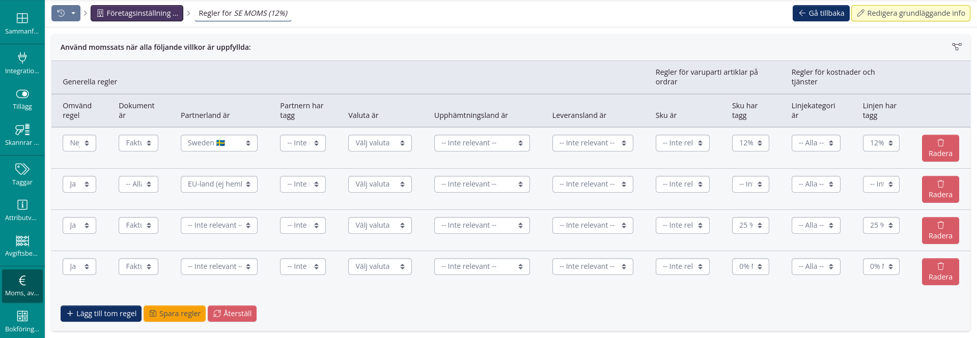 Momsinställningar 2